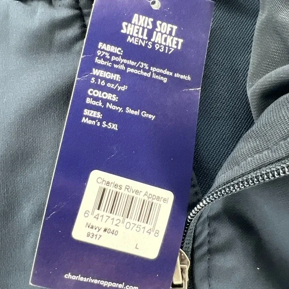 Charles‎ River Apparel Axis Soft Shell Jacket Mens Steel Gray Large - Picture 2 of 2